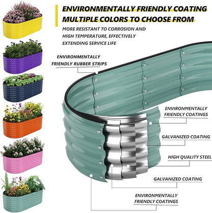 Galvanized Metal Planter Raised Garden Bed Kit for Gardening Outdoor，6x3x2ft Planter Grow Garden Box Raised Flower Bed，Long Vegetable Clearance Herb Raised Garden Beds For Container Gardening