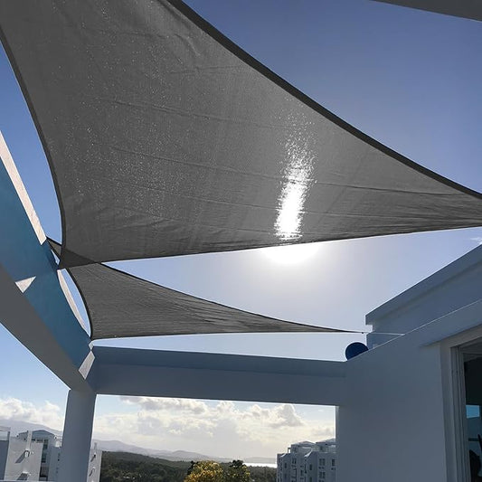 SUNNY GUARD Custom Size 14'x24'x24' Triangle Dark Grey UV Block Sunshade for Backyard Yard Deck Patio Garden Outdoor Activities and Facility(Customized)