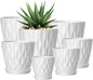 4/4.5/5/5.5/6/6.5/7 Inch Plant Pots,7 Pack Flower Pots with Drainage Holes and Trays,Plastic Planters for Indoor Outdoor Plants Growth,White