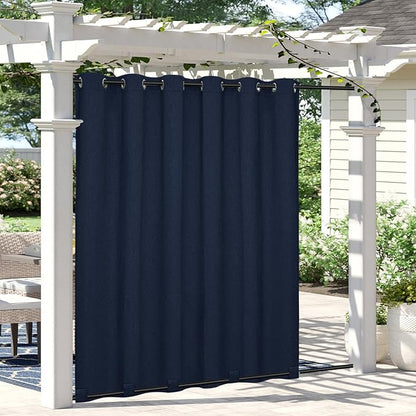 Easy-Going Linen Look Outdoor Curtains Waterproof Windproof Porch Curtains, Soft Thicken Outdoor Privacy Curtains for Patio, Gazebo, Grommet Top and Tab Bottom Drape, 1 Panel, 110x120 inch, Navy