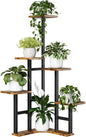 Corner Plant Stand Indoor, 6 Tiered Corner Plant Shelf Flower Stand for Multiple Plants, Plant Shelves Organizer Rack for Living Room, Balcony, Patio, Garden, Square Rustic Brown