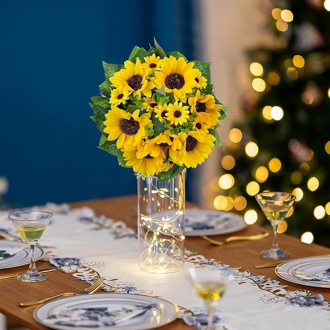 Artificial Flowers: Yellow Silk Sunflower Centerpieces, 6 Blooms