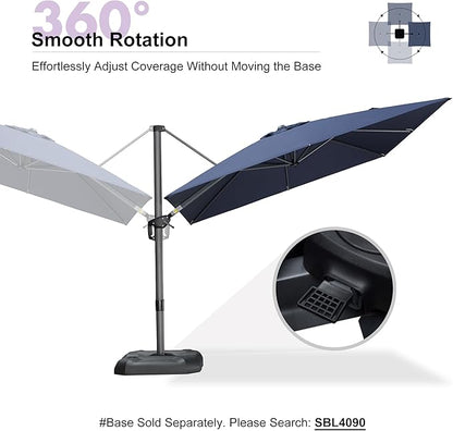 PURPLE LEAF 9 Feet Patio Umbrella Outdoor Cantilever Square Umbrella Aluminum Offset Umbrella with 360-degree Rotation for Garden Deck Pool Patio, Navy Blue