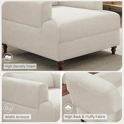 Oversized Chaise Lounge Accent Chair, Cloud Fluffy Chaise Sofa Recliner with Adjustable Backrest, Comfy Upholstered Sleeper Couch Bed, Modern Deep Seat Reading Armchair for Living Room, Movie, Bedroom