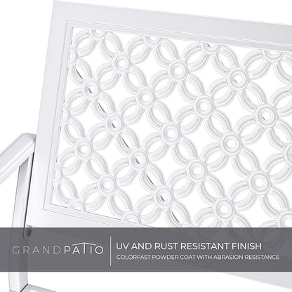 Grand patio 50" Garden Bench, Outdoor Benches with Anti-Rust Metal Powder Coated Frame, Patio Bench for Front Porch Park Outside Furniture Decor,White