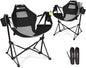 AKSOUL Hammock Camping Chair Swinging: Aluminum Alloy Adjustable Back Swinging Chair, Folding Rocking Chair with Pillow Cup Holder, Recliner for Outdoor Travel Sports Games Lawn Concerts Backyard