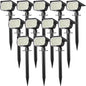 Solar Spot Lights Outdoor Waterproof IP65, 12 Pack Landscape Spotlights with 46 LEDs, 3 Modes Auto On/Off Solar Powered Flood Lights for Outside Pathway, Yard, Garden, Walkway (Cool White)