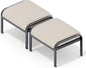 HOMREST Metal Outdoor Ottoman, 2-Piece Aluminum Footstool w/Removable Cushion, Multipurpose Footrest Stool Additional Seating, Set of 2 Outdoor Ottomans for Patio Deck (Beige)