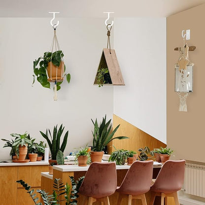 Plant Hooks for Hanging Plant Bracket 6inch Metal Plant Hanger Decorative Wall-Plant Wall Hanger for Hanging Lanterns, Bird Feeder, Flower Basket, Home Decor Indoor & Outdoor 4 Pack(White)
