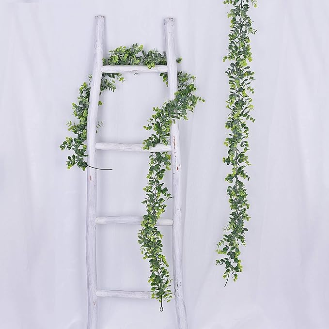 Artificial Plants Greenery Eucalyptus Garland, Grey Green, 6 Strands, 72 Inch