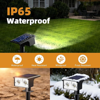 btfarm Solar Spot Lights Outdoor Waterproof, 3 Modes Motion Sensor Lights, Solar Powered Spotlights 2-in-1 Auto On/Off for Outside Pathway Yard Garden Landscape Lighting, Cool White