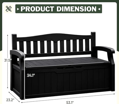 Flamaker 80 Gallon Storage Bench Outdoor Indoor, Durable All-Weather Seating with Hidden Storage, Lockable Deck Box for Garden, Patio, Poolside (Black)
