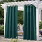 NICETOWN Outdoor Curtain Panel for Patio Waterproof, Stainless Steel Silver Grommet Thermal Insulated Blackout Outdoor Blinds Drape for Patio/Front Porch, W52 x L108, Hunter Green, 1 Panel