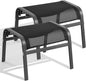 ONBRILL Outdoor Ottoman Foot Rest Set of 2, Textilene Fabric Outdoor Footstool with Tight Surface and Stable Metal Frame, Wide Use Outdoor Ottomans for Patio, Balcony, Poolside and Indoors, Black