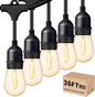 Svater Outdoor Led String Lights 36 FT, Patio Lights for Outside with 13pcs S14 Shatterproof Bulbs, 1 Watt E26 Dimmable, IP65 Waterproof, Commercial Grade Bistro Light 2700K Warm White