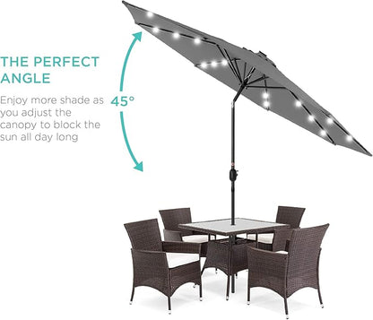 Best Choice Products 10ft Solar Polyester LED Lighted Patio Umbrella w/Tilt Adjustment and UV-Resistant Fabric