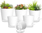 Plant Pots 4/5/5.5/6/6.5/7 Inch Self Watering Pots, 6 Pack Plastic Planters with Drainage Holes and Clear Saucers,Plastic Flower Pots,Nursery Planting Pot for Indoor Out Door Plants(White)