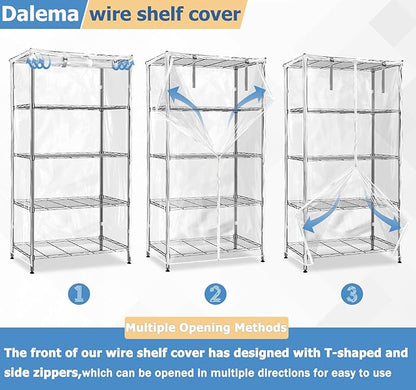 Waterproof Shelf Cover,Durable Dustproof Storage Wire Rack Covers,Outdoor Shelving Covers for Wire Shelves with Zipper 60''x24''x72'',Clear