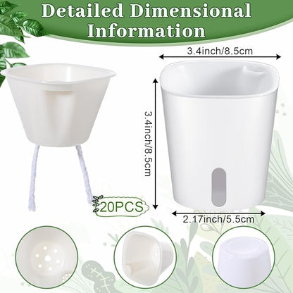 SHENLIU 3" Self Watering Pots, 20 Sets Plastic Self Watering Planters for Indoor Planters with Water Level Indicator and Multiple Vents Perfect for Succulents ﻿House Plants Flowers