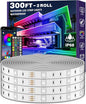 Outdoor LED Strip Lights Waterproof,IP68 Outside Led Light Strips Waterproof with Bluetooth App Remote Control,Music Sync RGB Exterior Led Rope Lights,for Balcony,Deck,Roof,Garden,Pool (300FT Outdoor)