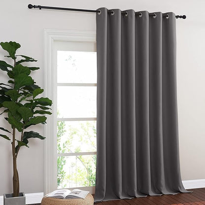 NICETOWN Blackout 118 inch Long Curtain for Living Room, Grommet Room Divider Sound Reducing Window Treatment for Sliding Glass Door/Bedroom, Gray, W80 x L118, 1 Panel