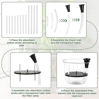 6 Pcs Clear Self Watering Pots for Indoor Outdoor Plants Flowers, 2 Each of 4, 5 and 6 Inch Self Watering Planters with Reservoir, Drainage Hole and Absorbent Cotton Rope