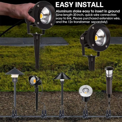 EAGLOD 20W Led Spotlights Outdoor Landscape Lights,Low Voltage Led Landscape Lighting, 12V ~24V AC/DC Waterproof Landscape Spotlights with Stake for Tree Flag Lights 3000K Ultra Warm White (4Pack)