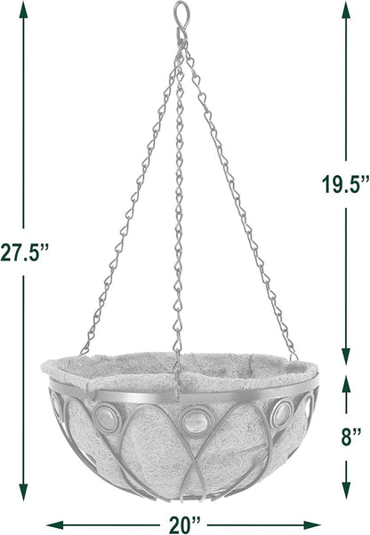 Arcadia Garden Products Emerald Series Round Hanging Basket Planters, 20-Inch Metal Copper Accent CB03