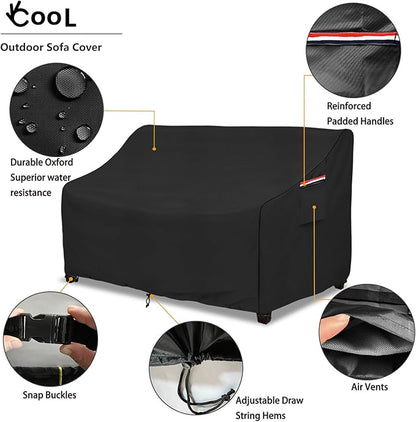 Sofa Covers for Patio Loveseats and 3-Seat Sofas, Waterproof, Black