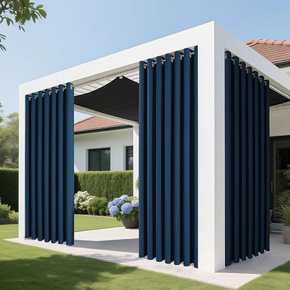 Joydeco Blackout Patio Sliding Door Curtains 84 Inches Long, Grommet Privacy Room Divider Curtains, Extra Wide Thermal Blackout Drapes for Bedroom Living Room (Navy Blue, 100Wx84L, 1 Panel)