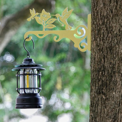 Elegant Bird Pattern Wall Hooks - 10/12/14 Inch Metal Plant Hangers for Indoor & Outdoor - Rust-Resistant Bracket for Plants, Feeders, Chimes, Lanterns (2, Gold, 10 inch)