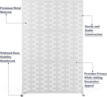 Outdoor Privacy Screen,72" H×47" W Metal Privacy Screen, Freestanding Privacy Fence Panels for Patio