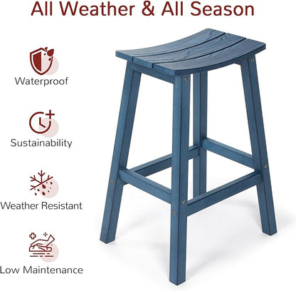 Stoog All-Weather Outdoor Bar Table, Patio Counter Height Bar Tables with Waterproof Top, Never Fade or Rot, for Balcony, Backyard, Porch, and Poolside, Blue