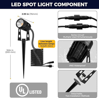 L LOHAS LED RGB Dusk to Dawn Low Voltage Landscape Lighting, IP65 Outdoor Spotlight with Transformers&Remote Control, Color Changing Timing Plug in Spotlights for Yard Backyard Pathway 6Pack