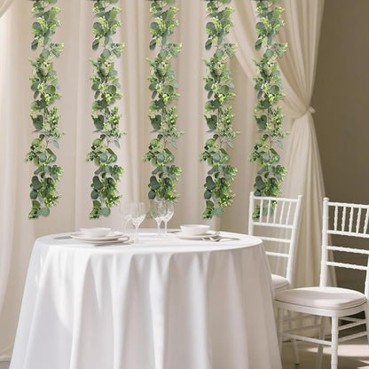 Artificial Eucalyptus Garland, 2 Pack, 5.9 Ft Green Faux Greenery Vine