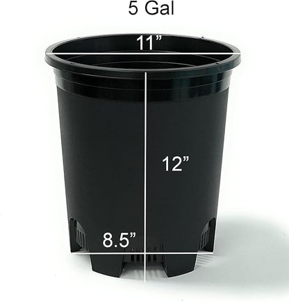5 Gallon 20-Pack Nursery Pot Black Plastic Planters in Bulk with Drainage for Outdoor Indoor Large Plants Trees