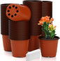 Nursery Pots 100 PCS 4 Inch Plant Pots with 100 Labels, Planting Pot for Plants Indoor Outdoor, Plastic Flower Pot for Seedlings Transplanting Small Plants Growing