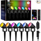 APPECK Landscape Lighting, RGBW Color Changing Low Voltage Landscape Lights with APP Control, IP65 Waterproof Outdoor Spotlights for Garden Yard Outside Decoration, 6 Pack