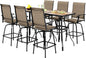 PHI VILLA Outdoor Swivel Patio Bar Set of 9, Patio Bar Table and Chairs Set with High Top Patio Chairs and Wood Like Bar Table, All-Weather Outdoor Bar Furniture Set for Garden, Brown