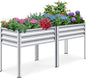 King Bird Raised Garden Bed with Legs Galvanized Large Elevated Planter Box for Backyard, Patio, Balcony, 600lb Capacity, Silver 70.9x22.8x31.5 in