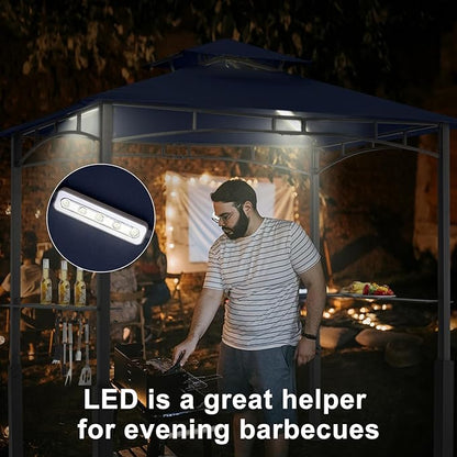 ABCCANOPY 8x5 Grill Gazebo - Outdoor BBQ Canopy Shelter with Led Light for Patio Backyard Grilling (Navy Blue)