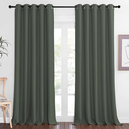 NICETOWN Blackout Curtain for Bedroom 102 inches Long - Grommet Thermal Curtain Light Blocking Room Darkening Window Treatment for Living Room (Dark Mallard, 1 Panel, W66 x L102)
