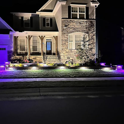 LEONLITE 8-Pack Premium Series RGB 12 Inch 5W LED Retaining Wall Lights Swivel, Color Changing Hardscape Lighting Low Voltage, 12V-24V AC/DC LED Landscape Hardscape Paver Light, Outdoor Step Light ETL