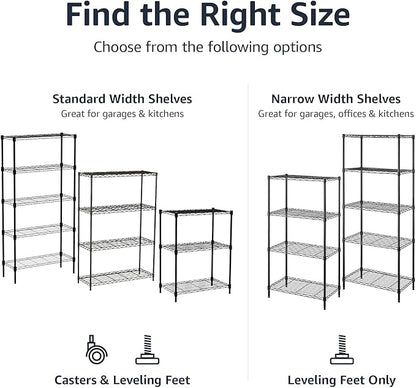 Amazon Basics 5-Shelf Adjustable Heavy Duty Steel Wire Storage Shelves for Garage, Kitchen, Easy Assembly, 36" x 14" x 72", Black | Heavy Duty, Adjustable, for Kitchen, Garage, Shelving Organizer