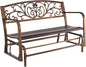 VEVOR Outdoor Bench, 50 inch, Carbon Steel Metal Frame with Cast Iron Backrest and Round Edge Armrests, Weatherproof Outside Glider Bench for Patio, Garden, Park, Yard, Front Porch, Antique Bronze