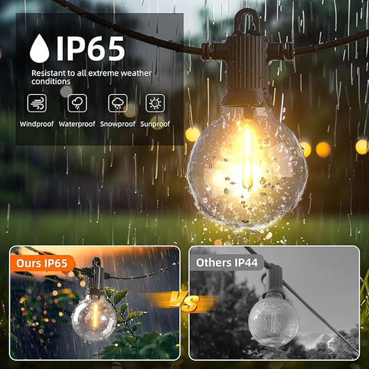 String Lights, 100 FT LED Outdoor Patio Lights, 50 Clear Bulbs
