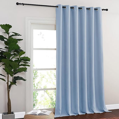 NICETOWN Blackout Room Divider Curtains for Sliding Glass Doors 102 Inches Long 1 Panel, Extra Wide Curtains for Doorway Patio Bedroom Living Room (Vintage Blue, 80Wx102L, 1 Panel)