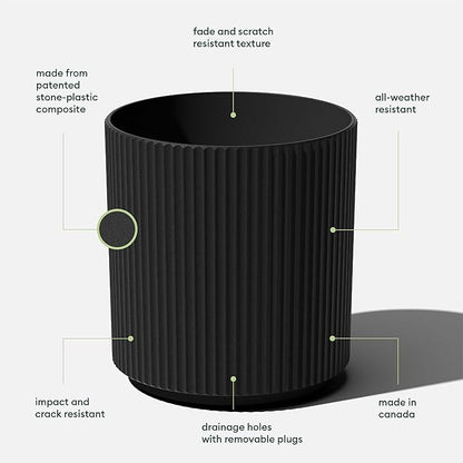Veradek Round Demi Planter Pots for Indoor/Outdoor Garden Use, Made from Plastic-Concrete Mix with Drainage Holes, Perfect for Small to Large Succulent Plants, Flowers, Modern Interior Plants