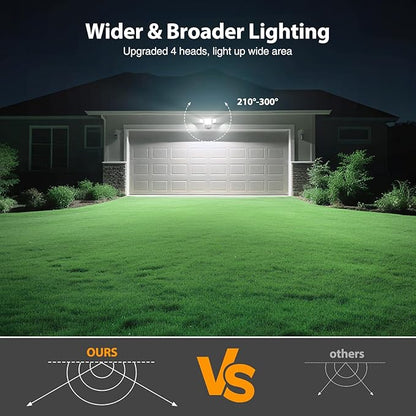 Onforu 90W Flood Lights Outdoor, 10000LM Ultra Bright 4-Head LED Security Light with Switch Control, IP66 Waterproof 6500K Exterior Lights for Yard Garage Patio