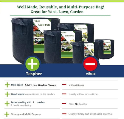 3-Pack 75 Gallon Thickened Plant Grow Bags Large (34x20 in) Heavy Duty Garden Bag Fabric Plant Pots for Tomato,Potato Planter,Herbs Veggies Planting,Flower Pots,Barrel Planter,Leaf Bag,Yard Waste Bags